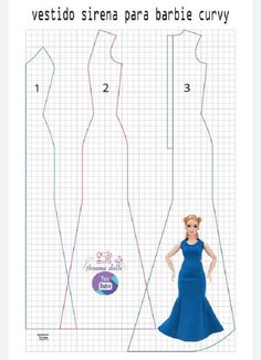 an image of a woman's dress pattern with measurements for the top and bottom