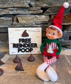 ELF ON THE SHELF REINDEER POOP - creative elf on the shelf ides. new elf on the shelf, christmas traditions, christmas magic, reindeer poop, hershey kiss, elf ideas, elf outfits, elfie, christmas elf, elf signs, cricut projects, diy signs, christmas signs, Reindeer Poop, Elf Ideas Easy, Elf Magic, Awesome Elf On The Shelf Ideas, Elf Props, Elf Activities, Xmas Elf, Elf Antics, Elf Fun