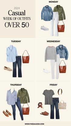 What to wear in 2024 over 50 Week Outfits, Over 60 Fashion, 60 Fashion, Spring Fashion Outfits