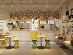 boba tea shop interior - Google Search Tea Shop Interior Design, Bubble Tea Store, Bubble Coffee, Coffee Interior