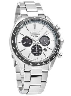 SEIKO SELECTION SOLAR CHRONOGRAPH PANDA SBPY165 JAPAN MOV'T JDMWatchesjapan-select White Chronograph Watch, White Chronograph Watch With Tachymeter, White Quartz Chronograph Watch, Seiko Watch, Seiko Watches, Stainless Steel Band, Men's Watch, Chronograph Watch, Quartz Movement