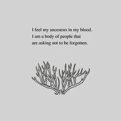 an illustration with the words i feel my ancestors in my blood, i am a body of people that are asking not to be forgotten