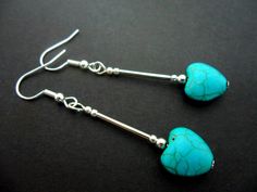 This a pair of pretty little tibetan silver dangly heart earrings. Measure approx. 4.5cm from top of hook to bottom of earring. These earrings are for pierced ears. Freshly made by me and unworn. Thanks for looking!! Handmade Adjustable Drop Heart Earrings, Turquoise Heart Drop Earrings As Gift, Adjustable Dangle Heart Earrings, Nickel Free, Handmade Adjustable Silver Heart Earrings, Adjustable Handmade Silver Heart Earrings, Turquoise Heart-shaped Sterling Silver Earrings, Hardware Jewelry, Beaded Earring, Turquoise Heart