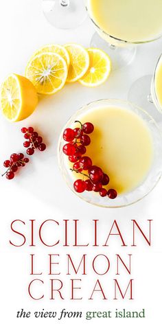 the cover of sicilian lemon cream, with oranges and cranberries on it