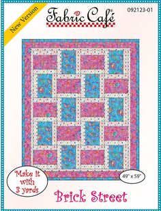 a pink and blue quilt with the words, make it with 3 yards