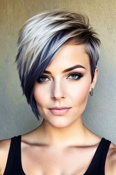 Long Pixie Cut: 32 Stunning Ideas to Elevate Your Look – Svelte Magazine Asymmetrical Color Block Hair, Feminine Pixie Haircut Thick Hair, Asymmetrical Pixie Edgy Fine Hair, Edgy Pixie Cuts For Fine Hair, Asymmetrical Bob Short Edgy, Asymmetrical Pixie Edgy, Pixie Hair Color Ideas, Pixie Asymmetrical, Pixie Undercut Hair