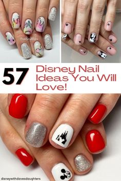 Nails Over 50, Disneyland Nails, You Nails, Disney Nail Designs, Mickey Nails