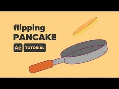 a frying pan with the words flipping pancake on it and an orange background