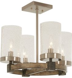 Minka-Lavery - 4637-106 Bridlewood 15.75" Semi-Flush Minka Lavery Lighting, Rustic Ceiling Lights, Rustic Ceiling, Wagon Wheel Chandelier, Flush Mount Lights, Minka Lavery, Stone Grey, Chandelier Style, Bath Light