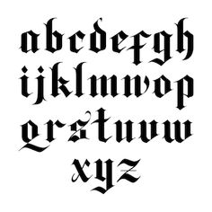 an old english alphabet with the letters in gothic style, including capital and numerals