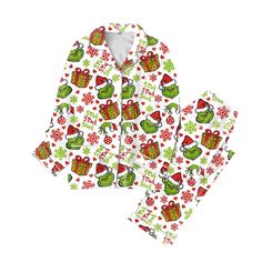 Buy Grinch Womens Christmas Pajamas 2PCS Sets Casual Cozy Button Up Top Sleepwear Sets,L at Walmart.com Grinch Pajamas, Womens Christmas Pajamas, Womens Christmas, Christmas Pjs, Sleepwear Sets, Button Up Top, Dear Santa, Casual Sets, Iconic Characters