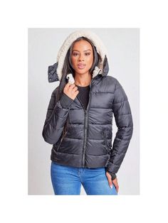 Keep it cozy this winter in our Puffer Jacket With Detachable Sherpa Fur Hoodie. Featuring a top faux fur liner inside and a Sherpa lined collar for extra softness and warmth. Designed with a water-resistant fabric to keep the rain and snow out. Also featuring zippered hand pockets and a detachable hood for convenience and ease. This jacket won't just keep you warm and cozy, you'll look stylish and cute too! Pair this with a long sleeve or turtle neck, some of our skinny jeans, and booties! 

Product Details
- Zipper Closure
- Detachable Sherpa Hoodie 
- Faux Fur Lined 
- 2 Front Zipped Pockets 

Size & Fit (based on size M)
- Sleeve Length: 25"
- Length: 25.5" 
- Chest: 20.5"
- Model is wearing a size S 

Machine wash cold. 
Hang to dry. 

Exterior: 100% Polyester (Shell, Faux Fur Hood Tr