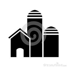 farm buildings and silos icon in simple style isolated on white background for graphic design