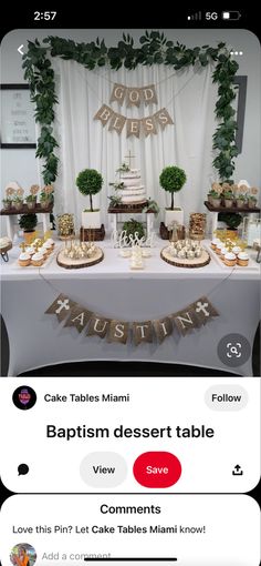 the dessert table is set up for a party