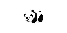 the panda bear logo is black and white