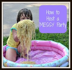 Messy Play Birthday Party, Messy Birthday Party Ideas, Messy Kids Activities, Messy Party Games, Messy Birthday, Messy Games, Party Games Kids, Messy Party, Messy Play Activities