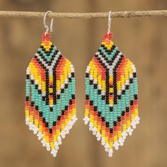 "I really love making accessories that highlight the beauty of women, with each piece being unique like these earrings that are designed to be worn on any occasion," says Mirian Zet from Guatemala. The multicolored waterfall earrings are handmade with glass beads and feature sterling silver hooks. Waterfall Earrings, Being Unique, The Beauty Of Women, Stitch Earrings, Brick Stitch Earrings, Buy Bead, Making Accessories, Beaded Jewelry Patterns, African Beads