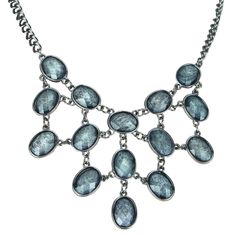 Mudd 18-21" Dark Silver-Tone Necklace With Gray Acrylic Jewels Thank You For Looking! Green Charms, Blue Stone Necklace, Layered Necklaces Silver, Jewel Colors, One Pound, Choker Necklace Set, White Necklace, Gold Sparkle, Fashion Jewelry Necklaces