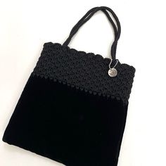 Cute The Sak Handbag. (Perfect For An Evening Out) Magnetic Snap Closure Crochet Detail Velvet Fabric Exterior 7"W X 7.5"H X 0.5"D New Without Tag. Item Comes From A Smoke Free Home. Elegant Handmade Black Bag, Elegant Black Crochet Tote Bag, Elegant Black Crochet Bag For Evening, Elegant Black Rectangular Crochet Bag, Black Crochet Tote Bag For Evening, Elegant Black Crochet Shoulder Bag, Black Crochet Shoulder Bag For Evening, Elegant Crochet Shopping Bag, Formal Rectangular Crochet Bag