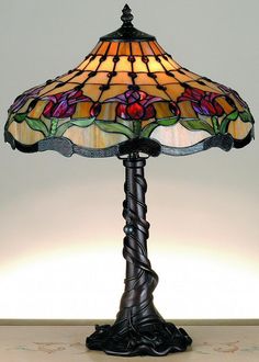 a lamp that is on top of a table