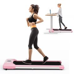 a woman is running on a treadmill and the image shows an exercise machine for women