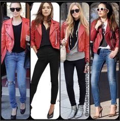 Red Jacket, Biker Jacket, Red Leather Jacket, Casual Fashion, Bomber Jacket, Leather Jacket, Casual Outfits