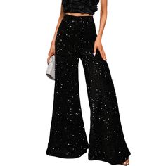 PRICES MAY VARY. Material:Sequin pants are made of high quality polyester, lined inside, skin friendly, decorated with glitter sequins, eye-catching and comfortable to wear. Features: Sparkle pants women high waisted, wide leg sequin pants women, solid color, full length, loose fit, fashion and attractive, bell bottom sparkly pants for women. Occasions: It is perfect to wear these glitter flared pants for casual, daily life, birthday party, holiday, vacation, beach, going out, as clubwear pants Sparkle Pants, Sparkly Pants, Sequin Flare Pants, Trousers High Waisted, Bell Bottom Trousers, Disco Pants, Wide Leg Romper, Sequin Pants, Flared Trousers