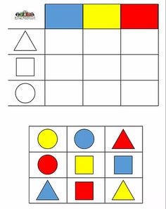 a worksheet with different shapes and colors