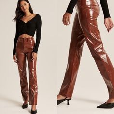 Nwt Ultra High Rise, Curve Love, 90s Straight Patent Leather Pants In Red Patent Leather Pants, Olive Green Jumpsuit, High Rise Black Jeans, Leather Pant, Cotton Romper, Wide Leg Linen Pants, Black High Waist, High Rise Pants, Slim Straight Jeans