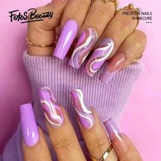 Fake Nails Long, Heart Nail Designs, Long Press On Nails, Coffin Press On Nails, Flower Nail Designs, Fake Nails With Glue, Ballerina Nails