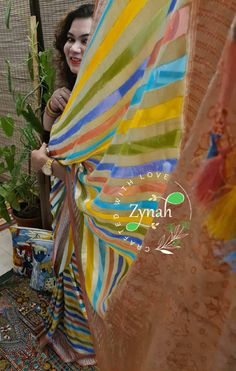 Update! - Zynah covered by LBB - https://lbb.in/bangalore/zynah-designs-handloom-sarees/ Banarasi pure georgette woven saree, decorated with intricate design. Their special characteristics are Mughal inspired designs such as intricate interwining floral and foliate motifs. Other features are gold/Silver work, compact weaving, figures with small details, metallic visual effects, pallus, jal (a net like pattern). Depending on the intricacy of its designs and patterns, a saree can take from 15 days Transitional Yellow Handloom Dupatta, Transitional Handloom Yellow Dupatta, Artisan Multicolor Woven Motifs Dupatta, Multicolor Woven Motifs Saree, Traditional Yellow Embroidered Georgette Fabric, Readymade Blouse, Beautiful Drapes, Silver Work, Small Detail