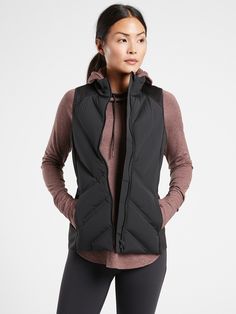 Inlet Vest | Athleta Lock Out, Weather And Climate, Black Down, Hiking Outfit, Performance Fabric, Petite Size, Online Purchase, Cold Weather, Athleisure