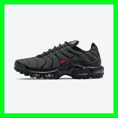 Nike Air Max Plus Black/University Red Do6383-001 Men's Size 8.5 No Lid Black Sneakers With Red Sole For Sports, Dynamic Carbon Sneakers With Cushioned Footbed, Black Low-top Running Shoes With Red Sole, Black High-top Running Shoes With Red Sole, Synthetic Sneakers With Red Sole For Jogging, Functional Sneakers With Red Sole For Streetwear, Modern Black Sneakers For Training, Black Running Shoes With Red Sole For Streetwear, Modern Black Training Sneakers