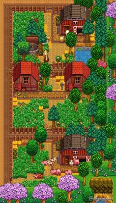 the farm town is shown in this screenshot from the game, which features sheep and houses