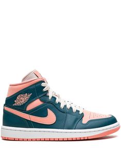 the nike air jordan 1 mid is available in blue and pink