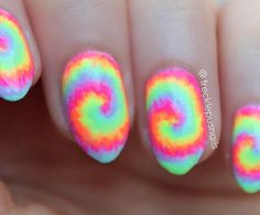 Trippy Nail Art, Neon Nail Art, Neon Nails, Jewelry Bags, Nails Inspiration, Art Work, Hair Makeup, Tie Dye