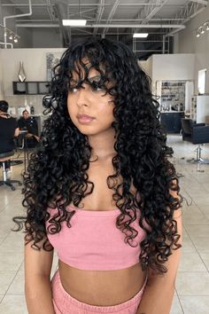 captivating curls, layered hairstyles, naturally gorgeous hair Curly Hair Layers Long Bangs, Face Framing Dyed Hair, Long Curly Layers With Bangs, Curly Front Bangs, Curtain Bangs Curly Hair Natural Curls, Long Curly Hair With Bangs And Layers, Curly Hairstyles With Layers, Super Long Curly Hair, Curly Hair Face Framing Layers