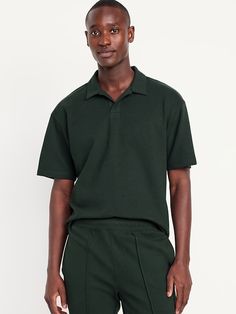 Green Short Sleeve T-shirt For Work, Sporty Short Sleeve Relaxed Fit Polo Shirt, Sporty Relaxed Fit Short Sleeve Polo Shirt, Green Short Sleeve Casual Polo Shirt, Casual Short Sleeve Tops With Ribbed Collar, Green Relaxed Fit Polo Shirt, Classic Short Sleeve T-shirt With Seamless Collar, Relaxed Fit T-shirt With Ribbed Collar, Summer T-shirt With Ribbed Collar And Short Sleeve