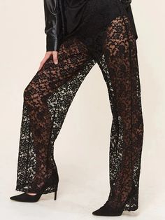 SPECIFICATIONSBrand Name: GoocheerStyle: High StreetAge: MIDDLE AGEOrigin: Mainland ChinaCN: ZhejiangSeason: Spring/SummerWaist Type: highDecoration: LaceElasticity: Medium StrecthFabric Type: LacePattern Type: SolidPant Style: Wide leg pantsMaterial: POLYESTERFit Type: regularLength: full lengthPlace Of Origin: China (mainland)Closure Type: Elastic WaistGender: WOMENModel Number: ChinaFront Style: FlatWomens Sheer Lace Pants Gothic High Waist Wide Leg Flare Pants Bell-Bottoms Trousers Streetwear Features:-- Soft fabric brings the cozy body feeling. -- Hand/machine washing in cold water, do not bleach, hang dry is preferred.-- Please choose CAREFULLY from our size information below. Size(cm) S Waist: 65 Length: 102 Hip: 96M Waist: 69 Length: 103 Hip: 100L Waist: 73 Length: 104 Hip: 104 Siz Black Lace Pants, Wide Leg Flare Pants, Junior Pants, Lace Pants, Bell Bottom Pants, Women Lace, Sheer Lace, Flare Pants, High Waisted Pants