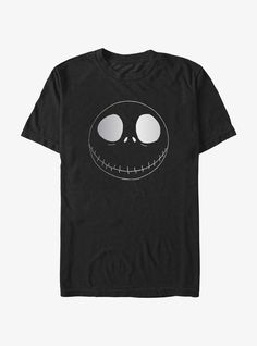 a black t - shirt with an image of the face of jack from the nightmare