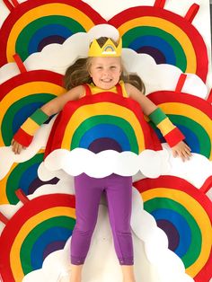 Somewhere over the 🌈 RAINBOW 🌈... Let Superkid Capes help you capture some magical moments with your little hero outfitted in our bright and colorful rainbow costume! Whether its for that special Halloween costume, a parade, a school play, a magical birthday party, or just for fun; our rainbow costume will definitely brighten everyone's day. WHAT YOU GET: 1 one-of-a-kind, easy on, handmade 🌈 RAINBOW COSTUME 🌈, with option to add matching hair bow, headband and rainbow arm bands. Rainbow crow Alphabet Fancy Dress, Rainbow Day At School Outfit, Rainbow Fancy Dress, Rainbow Halloween Costume, Rainbow Costume, Costume Rainbow, Rainbow Crown, Magical Birthday Party, Rainbow Costumes