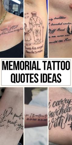 several different tattoos that say, memorial tattoo quotes ideas