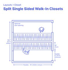 a diagram showing how to install the split side walk - in closets with measurements