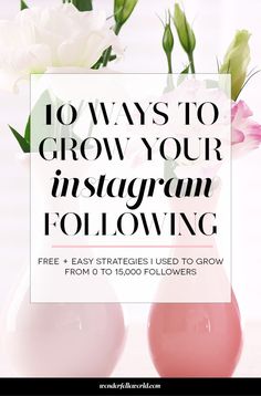 two vases with flowers in them and the words 10 ways to grow your instagram following