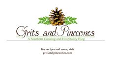 the logo for grits and pinecones, a southern cooking and hospital blog