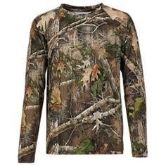 Perfect for preseason scouting, early-season hunts, a layer in the later months, or sporting outdoor style anytime, the RedHead\u00ae Lightweight Performance Long-Sleeve Shirt for Youth does it all. This 90% polyester/10% spandex youth hunting shirt sports our acclaimed high-performance fabric with a nearly mesh-like design for across-the-board advantages. The RedHead Lightweight Performance Long-Sleeve Shirt for Youth brings fast-drying, moisture-wicking power; unmatched breathability; and a fe Youth Hunting, Camo Shirt, Camo Shirts, Hunting Shirts, Sports Gear, Outdoor Style, Good Brands, Redheads, Outdoor Gear