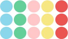 several different colored dots arranged in the same pattern, each with one smaller dot on it