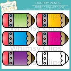 the chubby pencils clip art is shown in four different colors and has been cut out