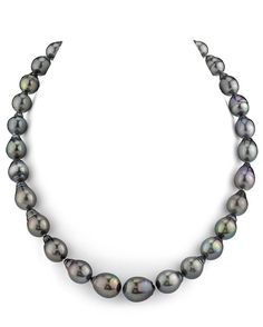 10-12mm Tahitian South Sea Pearl Drop-Shape Necklace | The Pearl Source Tahitian Black Pearl Necklace, South Sea Pearl Necklace, Tahitian Pearl Necklace, Pearl Farm, Pearl Drop Necklace, Black Pearl Necklace, Tahitian Black Pearls, Buy Necklace, Pearl Necklaces