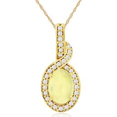 Royal 14K Yellow Gold Opal & Diamond Pendant - Captivating Elegance Elegant Yellow Gold Jewelry With Accent Stones, Elegant Gold Necklace With Accent Stones, Elegant Gold Necklaces With Accent Stones, Elegant Yellow Jewelry With Pave Setting, Diamond Birthstone, Yellow Gold Jewelry, Diamond Charm, Royal Jewelry, Opal Pendants